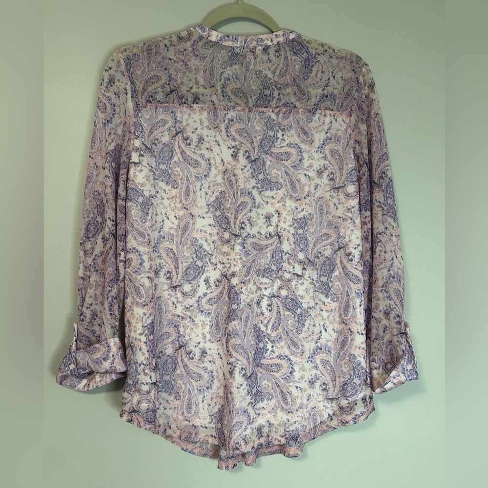 Coral Bay Purple and Pink Blouse with Mandarin Collar, Size M - Picture 7 of 7